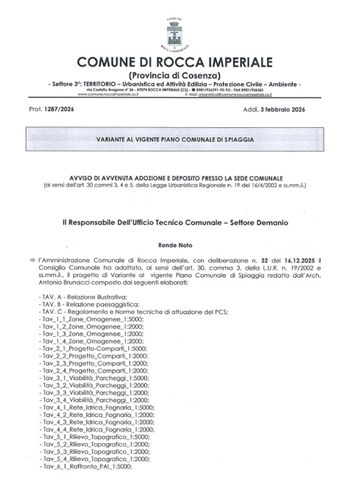 Variante al Vigente Piano Comunale di Spiaggia