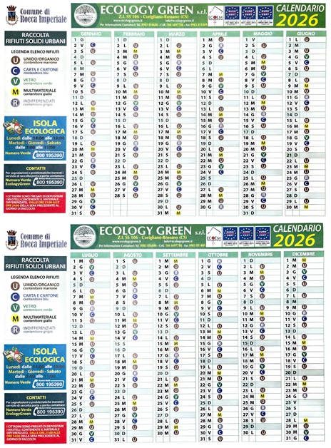 Calendario Rifiuti - Raccolta differenziata